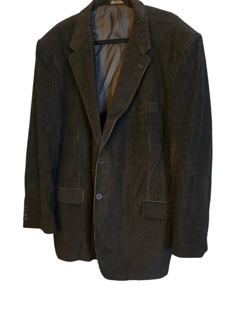 Zagato Men's Black Corduroy Sports Blazer 48L- Tailored Two-Button